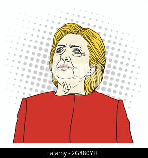 Hillary Clinton Pop Art Ritratto. Illustrazione di Cartoon vettoriale Illustrazione Vettoriale