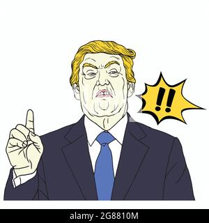 Donald Trump gridando. Illustrazione grafica pop vettoriale Illustrazione Vettoriale