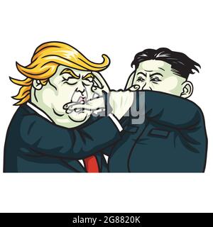 Donald Trump contro Kim Jong-un Fighting. Disegno dell'illustrazione vettoriale Illustrazione Vettoriale