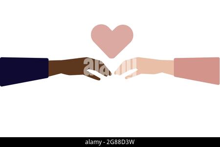 Diversi colori Hands.Variety of Hands.Equality e protezione dell'amore. Illustrazione Vettoriale