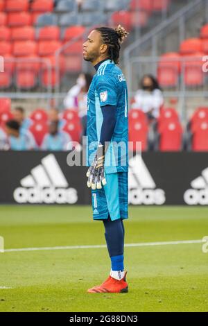 Toronto, Canada. 17 luglio 2021. Pedro Gallese (1) in azione durante il gioco MLS tra Toronto FC e Orlando City SC al BMO Field. (Punteggio finale; Toronto FC 1-1 Orlando City SC). (Foto di Angel Marchini/SOPA Images/Sipa USA) Credit: Sipa USA/Alamy Live News Foto Stock