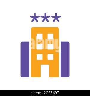 Icona a tre stelle del glifo vettoriale dell'hotel. Simbolo grafico per siti web di viaggi e turismo e applicazioni design, logo, app, UI Illustrazione Vettoriale