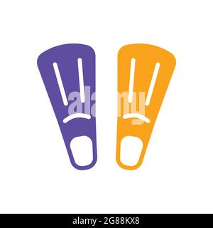 Diving flipper flat vettore glifo icona. Cartello estivo. Simbolo grafico per siti web di viaggi e turismo e applicazioni design, logo, app, UI Illustrazione Vettoriale