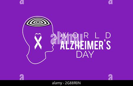 Striscione, poster, scheda, sfondo del mondo di alzheimer. Illustrazione Vettoriale