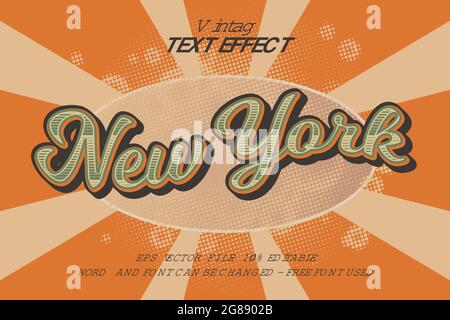 Stile effetto testo vintage retro. Effetto testo modificabile. Illustrazione Vettoriale
