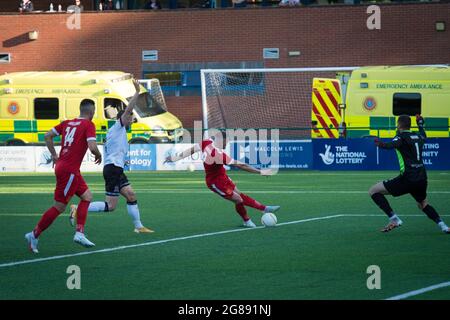 Oswestry, Inghilterra 13 luglio 2021. UEFA Europa Conference League prima partita di qualificazione tra Newtown AFC e Dundalk. Foto Stock