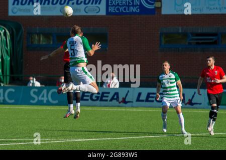 Oswestry, Inghilterra 15 luglio 2021. UEFA Europa Conference League prima partita di qualificazione tra i nuovi Santi e i Glentorani. Foto Stock