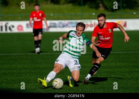 Oswestry, Inghilterra 15 luglio 2021. UEFA Europa Conference League prima partita di qualificazione tra i nuovi Santi e i Glentorani. Foto Stock