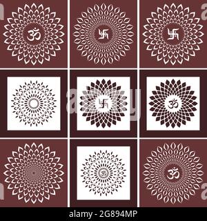 9 Design Set, Jali Design per grafica e compensato, partizione, CNC Router Design Foamsheet, acrilico e CNC Machine Cutting, EPS file. Illustrazione Vettoriale