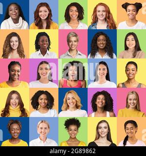Collezione di avatar di diverse belle donne Foto Stock