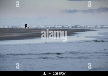 Passeggiate lungo la spiaggia, Pacific Beach state Park, Olympic Peninsula, Washington state, USA, Pacific Northwest. Foto Stock