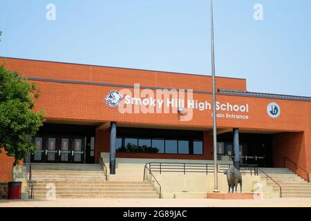 Smoky Hill High School ad Aurora, Colorado, parte del Cherry Creek School District, costruito nel 1974, casa degli appassionati (mascotte: Buffaloes) Foto Stock