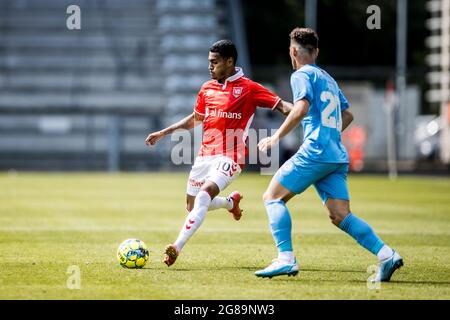 Vejle, Danimarca. 18 luglio 2021. Allan Sousa (10) di Vejle Boldklub visto durante la partita 3F Superliga tra Vejle Boldklub e Randers FC a Vejle Stadion a Vejle. (Photo Credit: Gonzales Photo/Alamy Live News Foto Stock