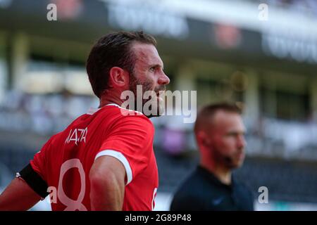 Derby, Regno Unito. 18 luglio 2021. Juan Mata N.8 di Manchester United a Derby, Regno Unito il 7/18/2021. (Foto di Conor Molloy/News Images/Sipa USA) Credit: Sipa USA/Alamy Live News Foto Stock