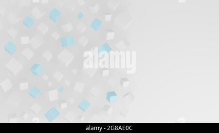 Cubi bianchi e blu che formano uno sfondo tecnologico. Illustrazione 3D Foto Stock