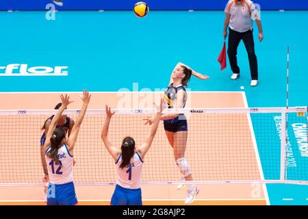 ROTTERDAM, PAESI BASSI - JULI 18: Beatrice Gardini d'Italia durante la partita di pallavolo femminile del Campionato del mondo U20 contro Italia e Serbia al Topsportcentrum il luglio 18, 2021 a Rotterdam, Paesi Bassi (Foto di Rene van Dam/Orange Pictures) Foto Stock