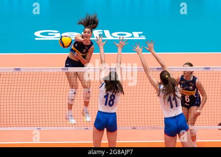 ROTTERDAM, PAESI BASSI - JULI 18: Beatrice Gardini d'Italia durante la partita di pallavolo femminile del Campionato del mondo U20 contro Italia e Serbia al Topsportcentrum il luglio 18, 2021 a Rotterdam, Paesi Bassi (Foto di Rene van Dam/Orange Pictures) Foto Stock