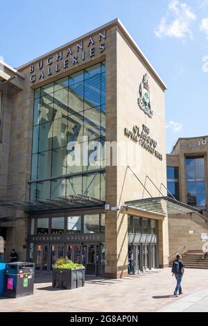 Ingresso al centro commerciale Buchanan Galleries, Buchanan Street, Glasgow City, Scozia, Regno Unito Foto Stock