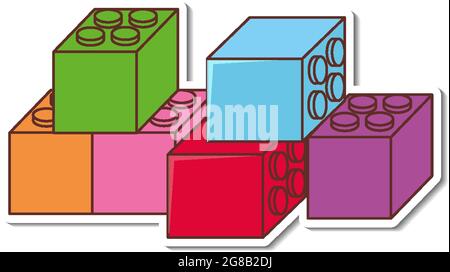 Disegno dell'adesivo con molti mattoni di lego illustrazione Illustrazione Vettoriale