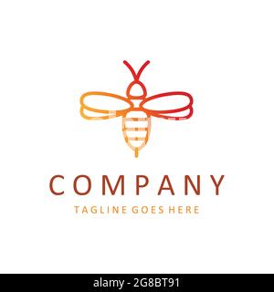 Modello con logo di ape al miele. Logo animale vettoriale Illustrazione Vettoriale