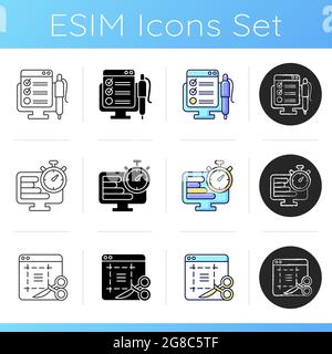 Set di icone per il monitoraggio remoto del lavoro Illustrazione Vettoriale