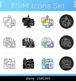 Set di icone per il monitoraggio del lavoro Illustrazione Vettoriale