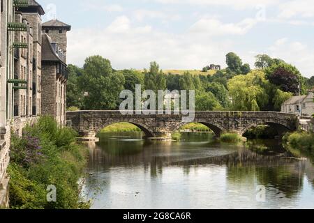 Stramongate Bridge sul fiume Kent a Kendal, Cumbria, Inghilterra, Regno Unito Foto Stock