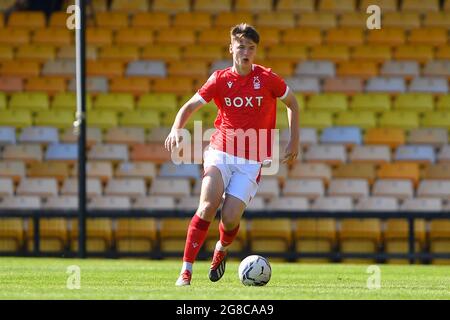 BURSLEM, REGNO UNITO. 17 LUGLIO Josh Barnes di Nottingham Forest in azione durante la partita pre-stagione amichevole tra Port vale e Nottingham Forest a vale Park, Burslem Sabato 17 luglio 2021. (Credit: Jon Hobley | MI News) Foto Stock