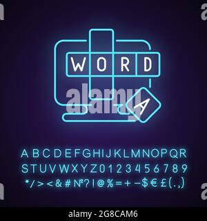Giochi di parole online icona luce al neon Illustrazione Vettoriale
