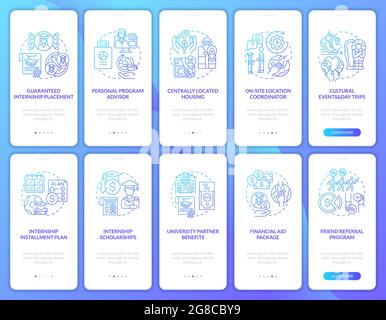 Programmi di tirocinio durante l'inserimento delle schermate della pagina delle app mobili Illustrazione Vettoriale