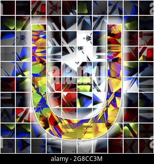 Monogramma del carattere maiuscolo U con motivo caleidoscopio Foto Stock