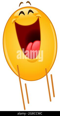 Emoticon emoji felice che salta in aria Foto Stock