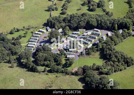 Vista aerea del parco di Bunker caravan vicino a Ilkley, Yorkshire Foto Stock