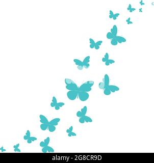 Un gregge di farfalle volanti. Decorazione per una cartolina, imballaggio, pagina web. Illustrazione vettoriale. Illustrazione Vettoriale