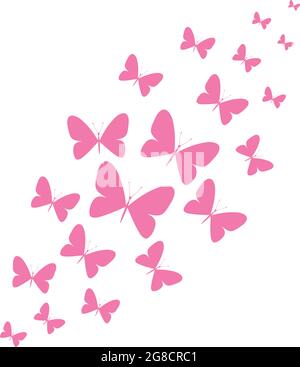 Un gregge di farfalle volanti. Decorazione per una cartolina, imballaggio, pagina web. Illustrazione vettoriale. Illustrazione Vettoriale