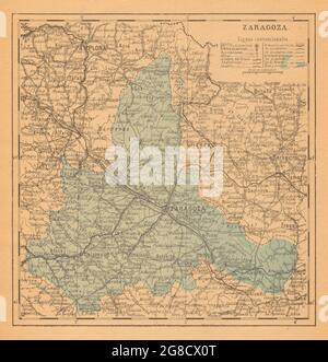 SARAGOZZA. Saragossa. Aragona. Mapa antiguo de la provincia 1914 antico Foto Stock