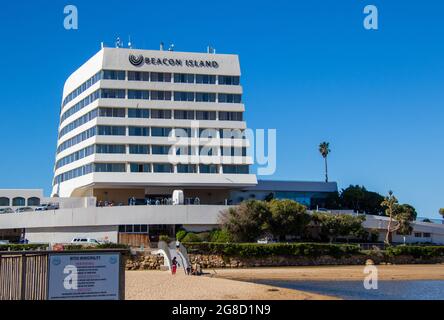 Plettenberg Bay, Sudafrica - il distintivo hotel di Beacon Island nella cittadina turistica costiera Foto Stock