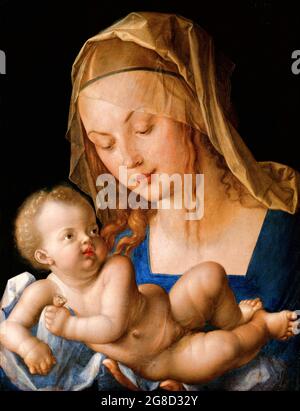 Vergine col Bambino con una Pera di Albrecht Durer (1471-1528), olio su legno, 1512 Foto Stock