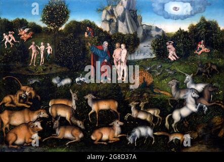 Il Giardino dell'Eden di Lucas Cranach il Vecchio (1472-1553), 1530 Foto Stock