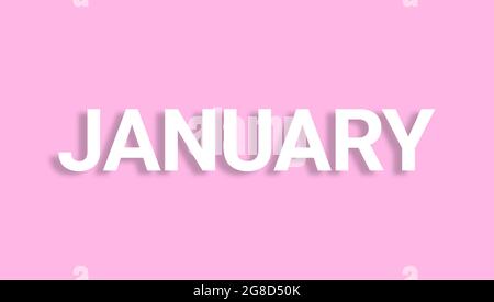 Il testo di gennaio viene reso nello sfondo rosa. È così bello guardare questo sfondo. Mese gennaio per il calendario. Foto Stock