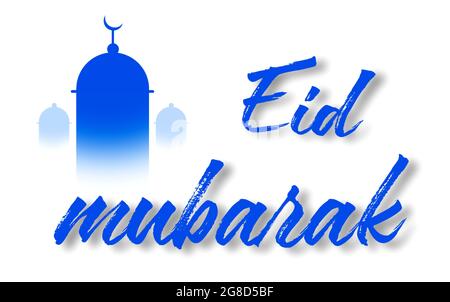 EID mubarak. Biglietto d'auguri Blue Eid mubarak con design a forma di arco. Foto Stock