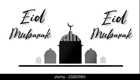 EID mubarak. Biglietto d'auguri EID mubarak con design ad arco. Foto Stock