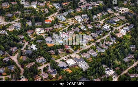 Veduta aerea di case di lusso in British Properties, West Vancouver, BC, Canada Foto Stock