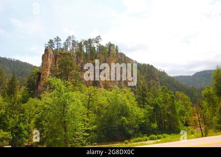 Viste dello Spearfish Canyon, della strada panoramica dello Spearfish Canyon, del South Dakota Foto Stock