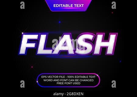 Stile effetto testo neon flash. Effetto testo font modificabile. Illustrazione Vettoriale