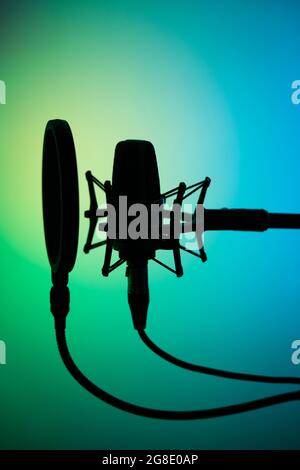 Microfono cardioide a diaframma grande in studio VoiceOver in studi professionali di registrazione vocale. Foto Stock