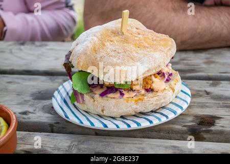 Crab sandwich in Instow, Devon, Inghilterra Foto Stock