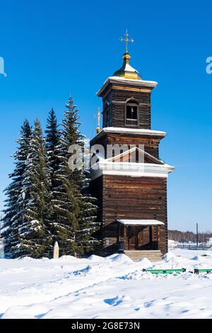 Chiesa di legno, Museo regionale di Cherkekhskiy, strada delle ossa, Repubblica Sakha, Yakutia, Russia Foto Stock