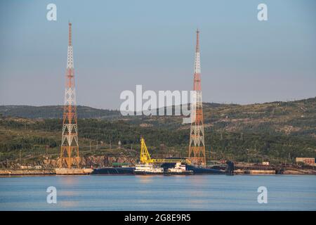 Sottomarino nucleare a Kola Bay, Murmansk, Russia Foto Stock