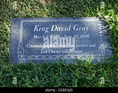 Los Angeles, California, USA 17 luglio 2021 UNA visione generale dell'atmosfera del re David Grey's grave di Murder/Victim/cineasta all'Hollywood Forever Cemetery il 17 luglio 2021 a Los Angeles, California, USA. Foto di Barry King/Alamy Stock foto Foto Stock